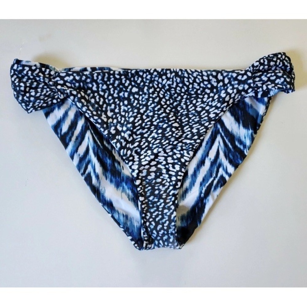 La Blanca Swim Bottom  Animal Instinct Reversible Hipster Bikini Size 10 Indigo